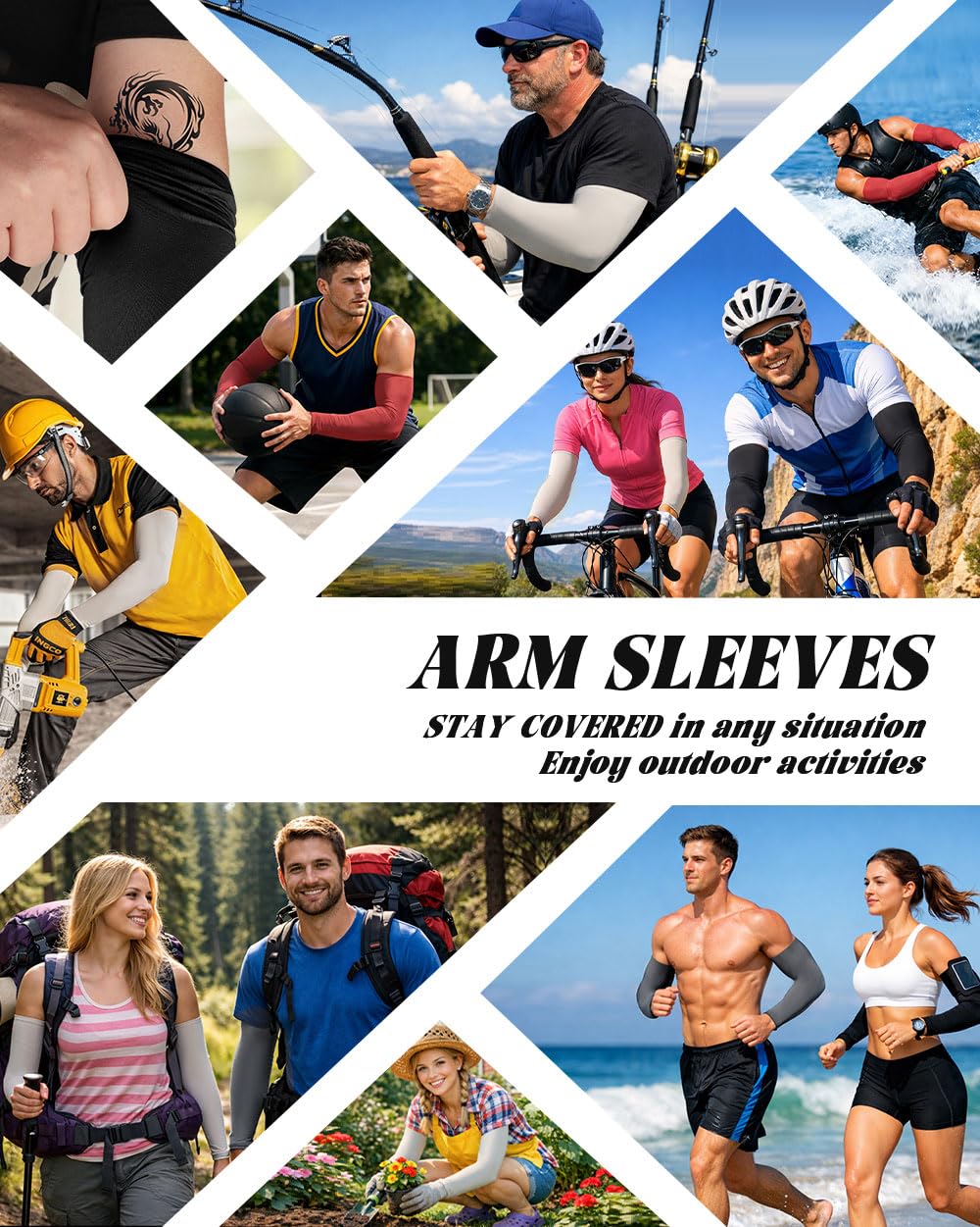 BHYTAKI Cooling Compression Arm Sleeves for Men Women,UPF50 UV Sun Protection Sleeves for Work Sport Tattoo Cover Up