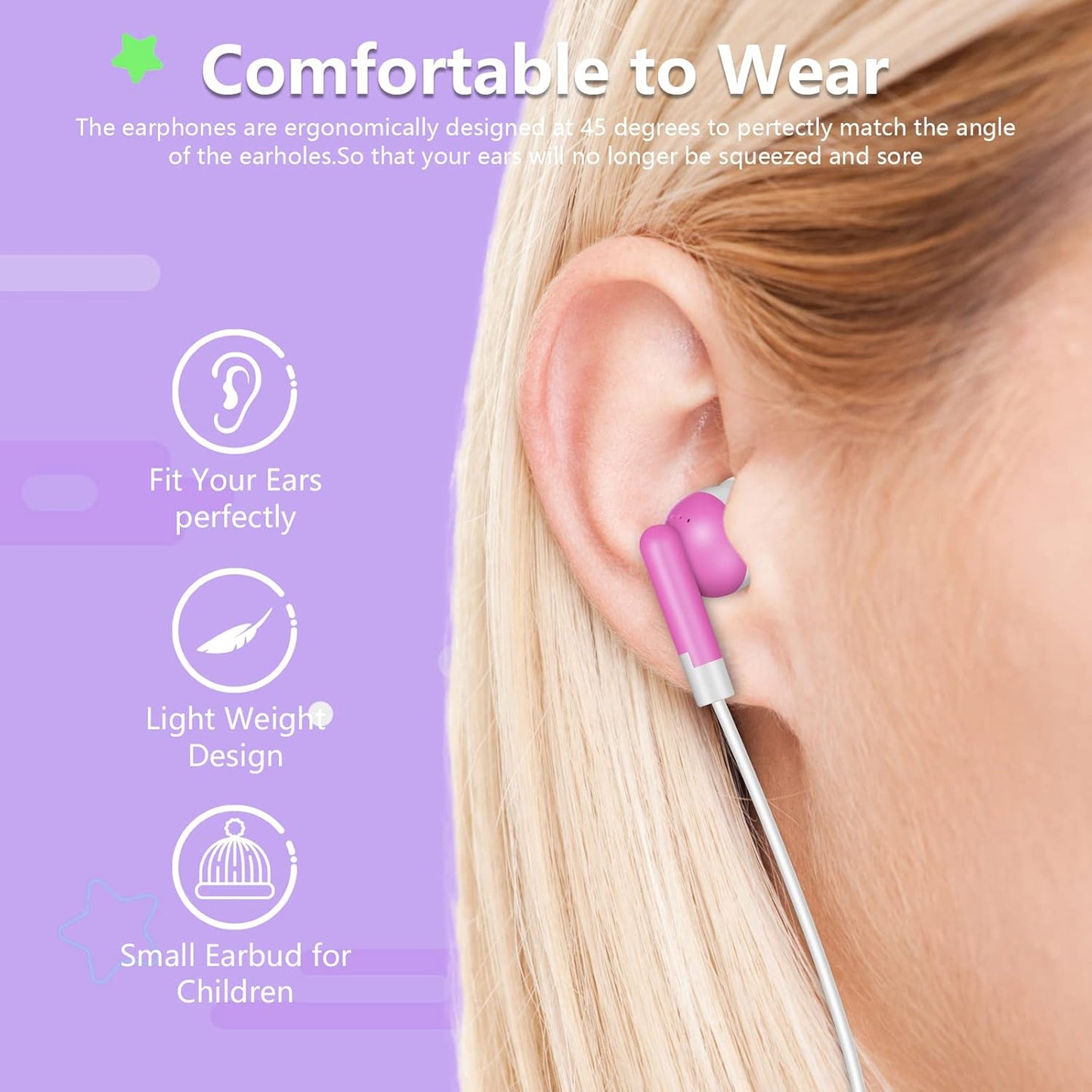 50 Pack (6 Kids Bulk Earbuds Headphones Multi Colored Wholesale Wired Earphones Perfect for School Classroom Libraries