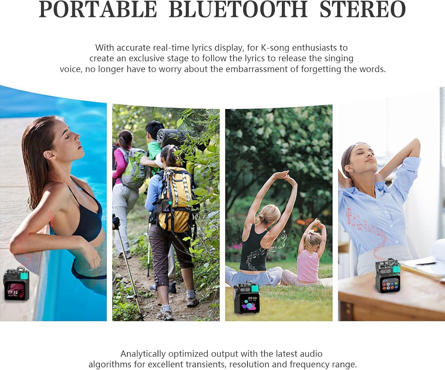bosta Portable Bluetooth Speaker with Touch Screen, Wireless Stereo Pairing, Wild Mini Rugged Travel Outdoor Speaker