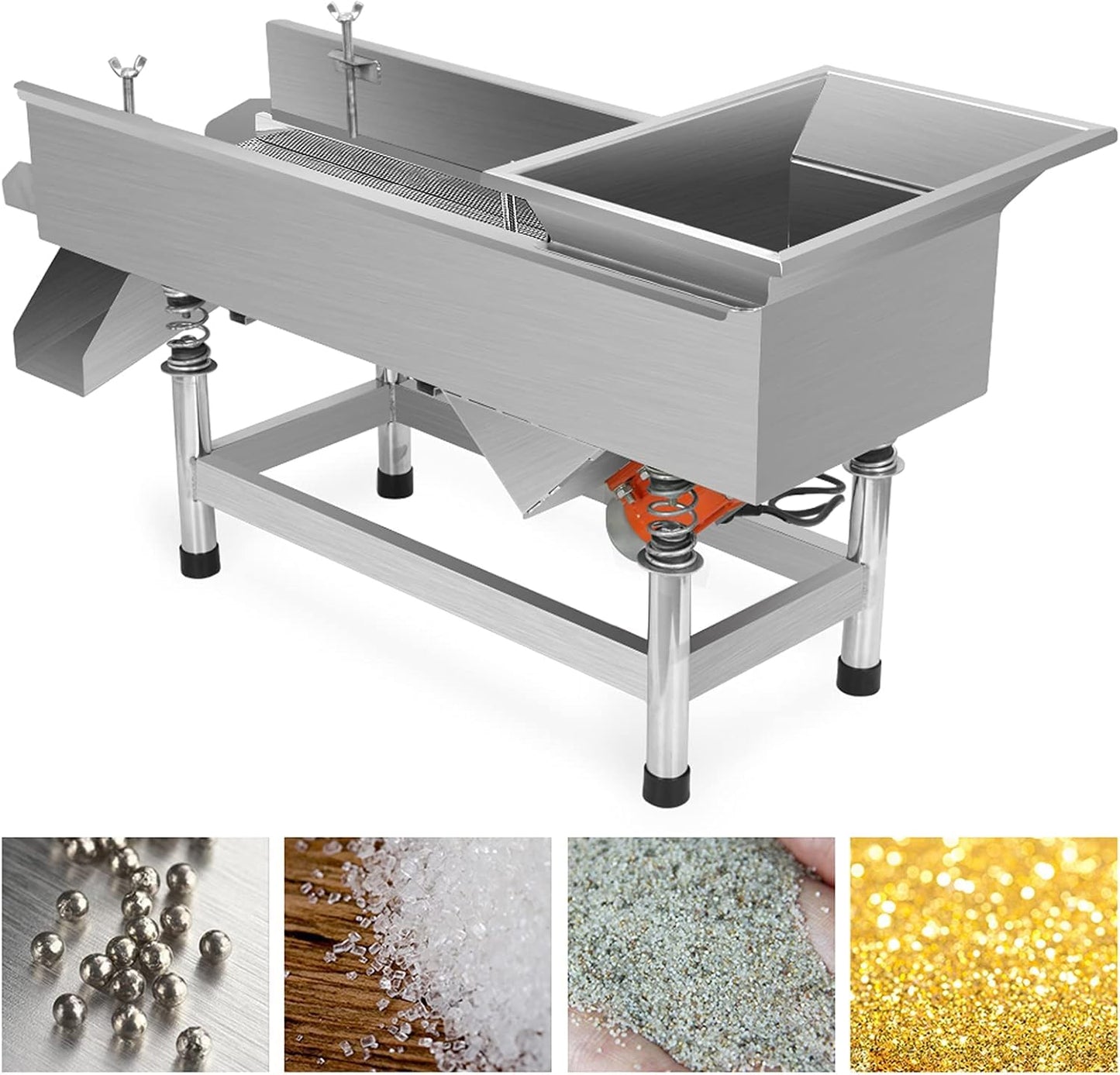 Automatic Commercial Vibrating Screens for Filtering Sand Soil, Straight Vibrating Sieve with 3mm Mesh Screen, Stainless Steel Electric Shaker for Chemical Industries Sand Soil (Electric Shaker)