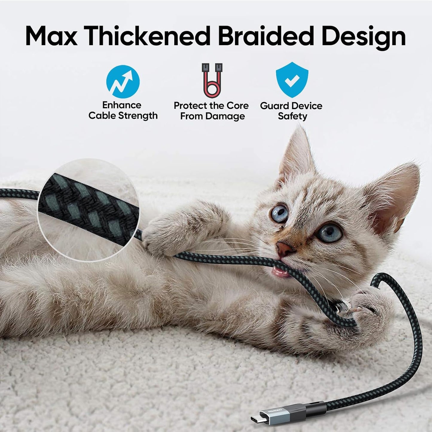 10Ft 10Gbps Transfer/100W Charging/4K@60Hz 3.2 USB C Extension Cable Long, Data USBC Male to USB-C Female Cable