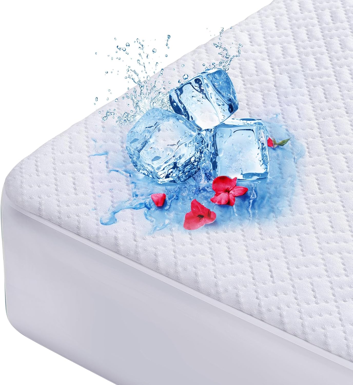 Skiennix Cooling Waterproof Mattress Protector - Soft, Breathable Queen Size Cover for Deep Pocket (8''-21'')