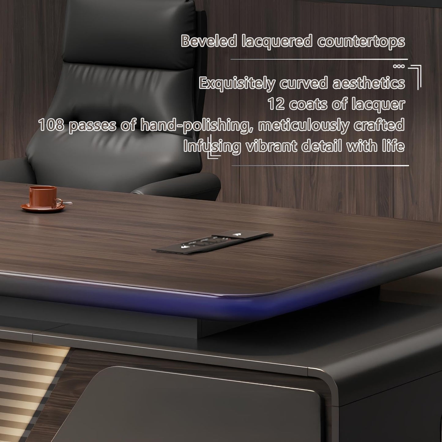 Modern L Shaped Executive Office Desk with Drawers and Storage, Wood Computer Desk for Home Office Furniture Setup, Management Table for Workplace or Farmhouse Office Style(B-Left, L1.8M/71IN)