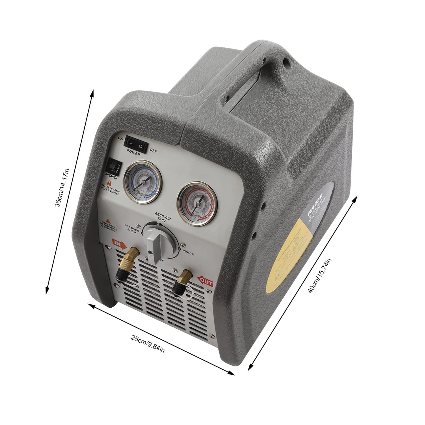 Refrigerant Recovery Machine, 3/4 HP Air Conditioning Refrigerant Recovery Unit, HVAC, 558 psi Protection, 110V 60Hz, Air Conditioning Repair Tool (Gray)