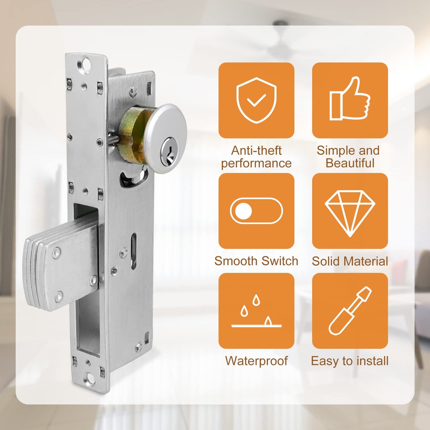 Storefront Door Mortise Lock Deadbolt Aluminum storefront Mortise Door Lock Hook Deadbolt Double Cylinder - Storefront Entry Door Lock Set (1-1/8" Backset)