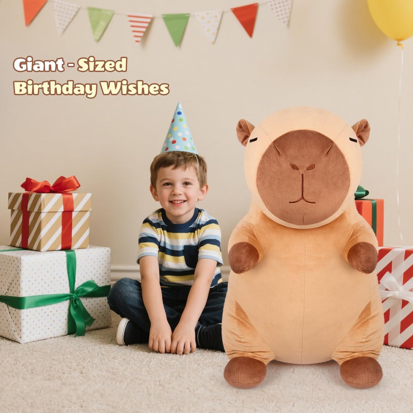 SuzziPals Giant Capybara Plush 30", Jumbo Soft Capybara Stuffed Animal, Giant Plush Toys Hugging Plush for Stress Relief & Cozy at Night, Huge Cuddly Capibara Plushie Gift for Kids Adults