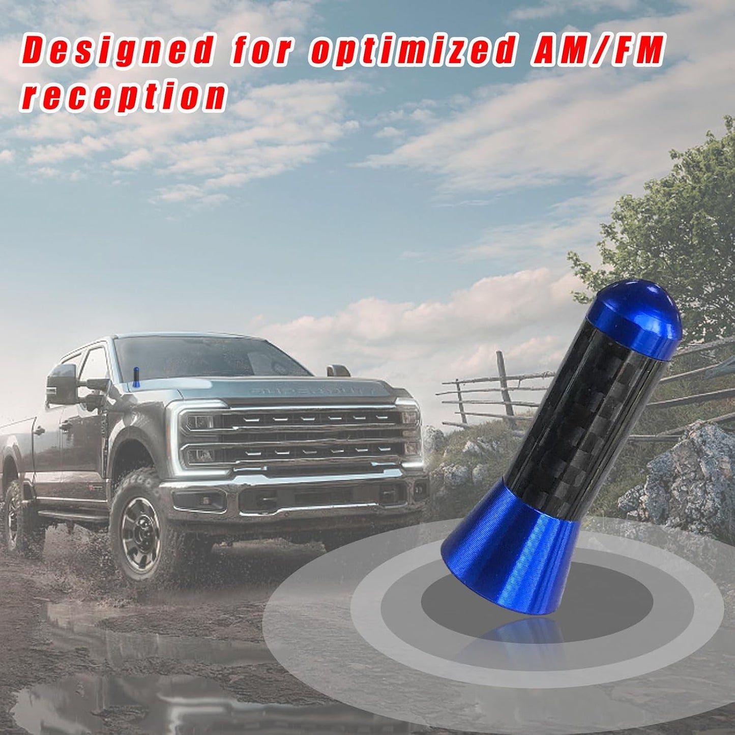 Augeny (1.37", Car Short Antenna, Carbon Fiber Antenna Replacement with Screws for AM/FM Radio Reception, Car
