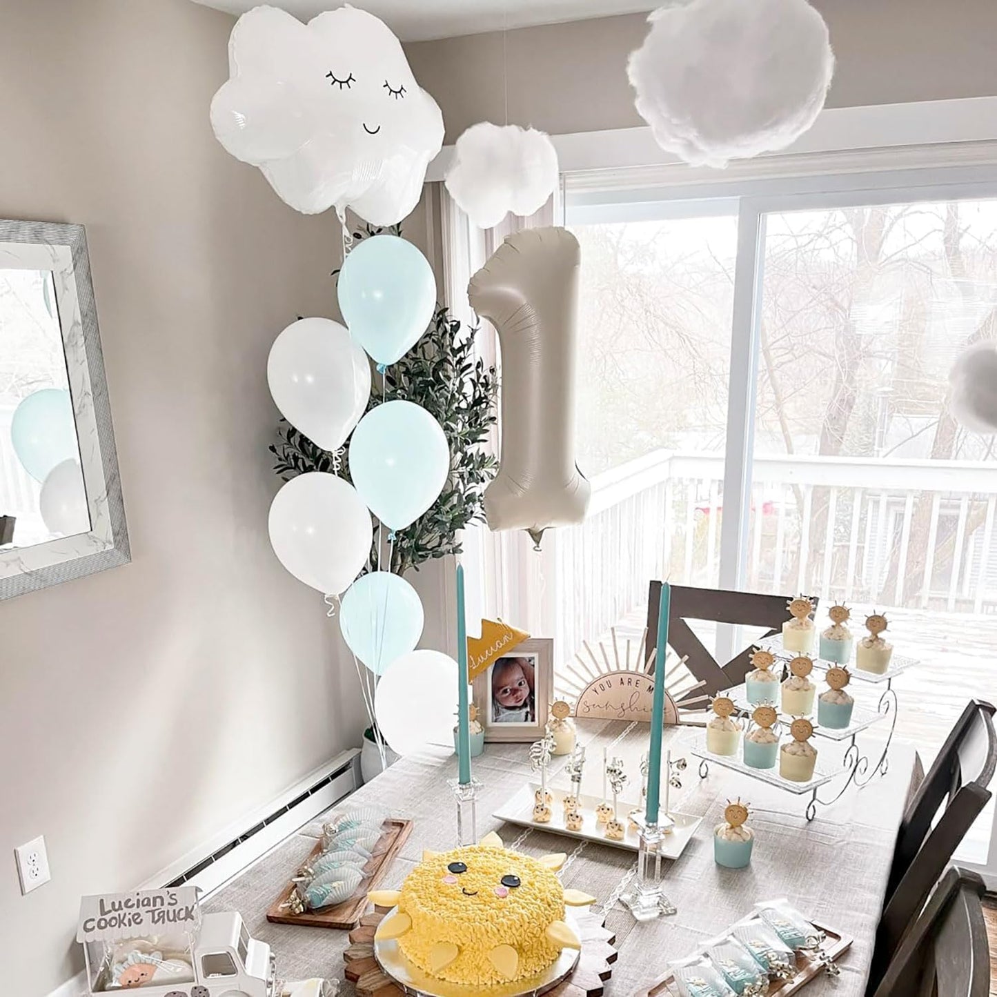 Skiennix 10-Piece Cloud Decorations - 3D Cotton Hanging Props for Wedding & Party Decor | Mixed Sizes