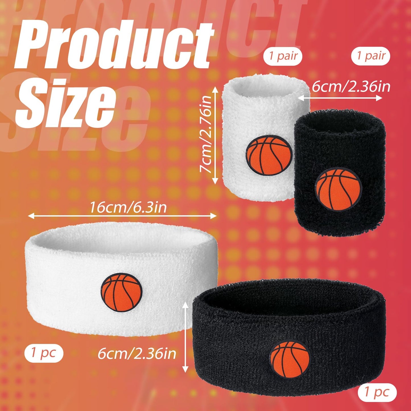 QFGasre 6pcs Sweatband Set Sports Headband Wristband Set 4 Moisture Wicking Athletic Wristband and 2 Headbands Wrist Sweatband Men Women Terry Cloth Sweat Absorbing Headband for Workout