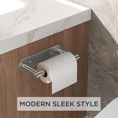 FORIOUS Toilet Paper Holder - Rustproof Stainless Steel Pivoting Design | Adhesive or Screw Mount, 2 Pack Brushed Nickel
