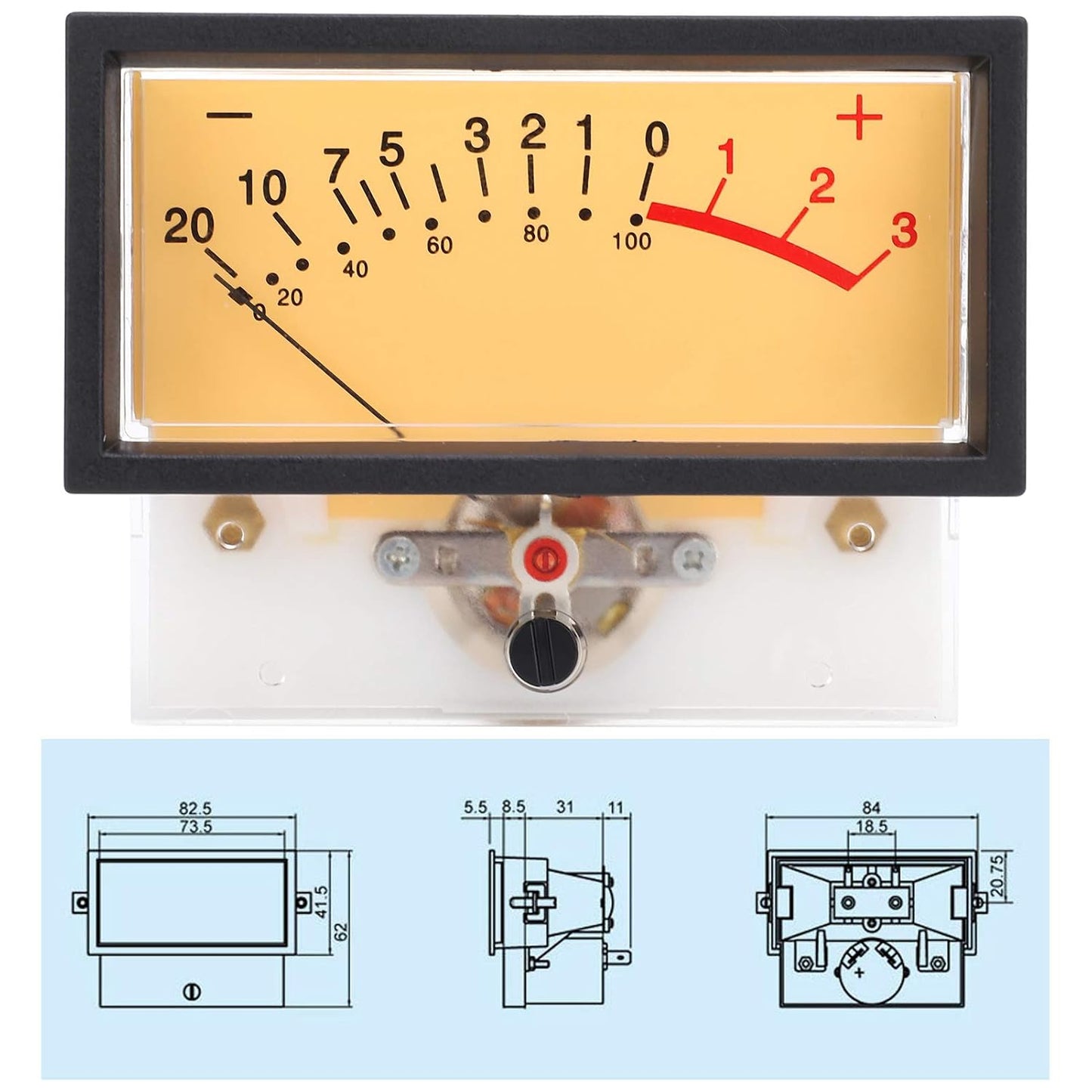 VU Meter DB Level Audio Power Amplifier Level Indicator with Large Analog Pointer Dial for Car Stereo Home Recording