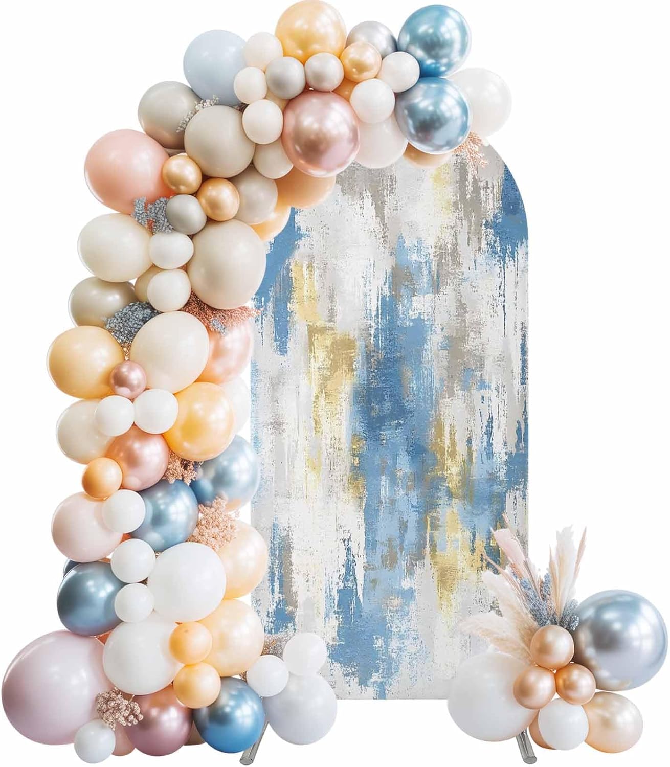 Jnbasdffb 7.2 Blue Gray Ombre Wedding Arch Cover, Stretchy Spandex Arch Backdrop Stand Covers FT, Vintage Abstract Art