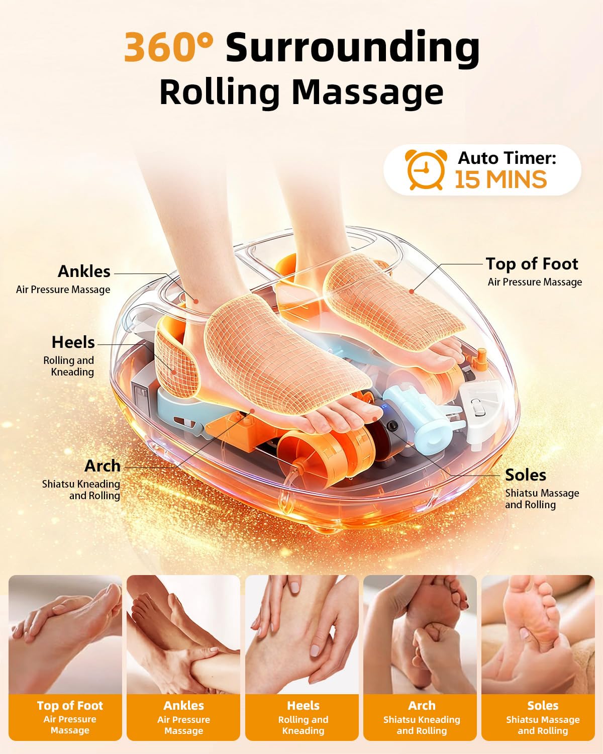 Ohiele Foot Massager with Heat, Shiatsu Foot Massager with Remote, Electric Feet Massage Machine for Neuropathy,Plantar Fasciitis, Circulation, FSA Eligible HSA Store Eligible Massager (Black,Corded)