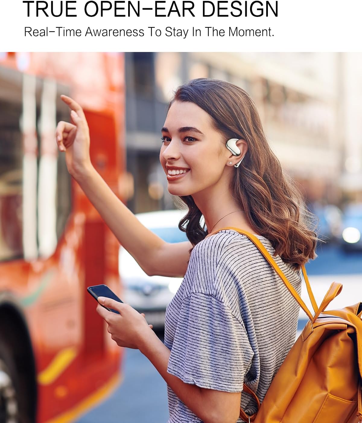 5.4 w/16.2mm 50H 3 IPX5, Open Ear Headphones, Dynamic Bass Boost Bluetooth Air Conduction Wireless Earbuds Large