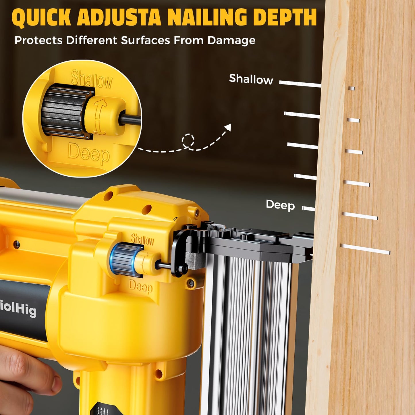MtiolHig Cordless 2Inch Brad Nailer Compatible with Dewalt 20V Battery, 2-in-1 Staple Gun, 18 Gauge Nail Gun Battery Powered with 1000 Nails for Wood Carpentry, 7.2LB (Tool only) 2026 New Version