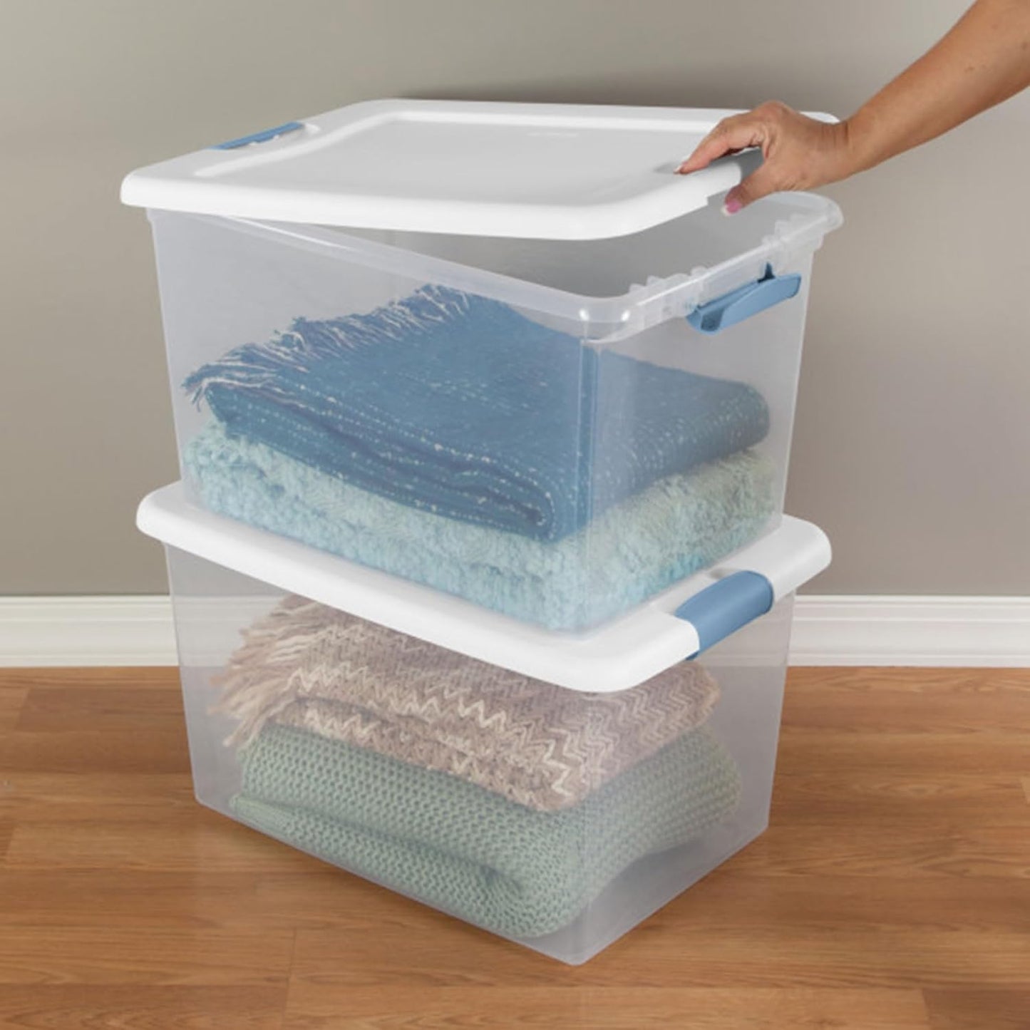 Sterilite 6-Pack Latching Storage Bins - Heavy-Duty 64 Quart Clear Plastic Containers for Organizing