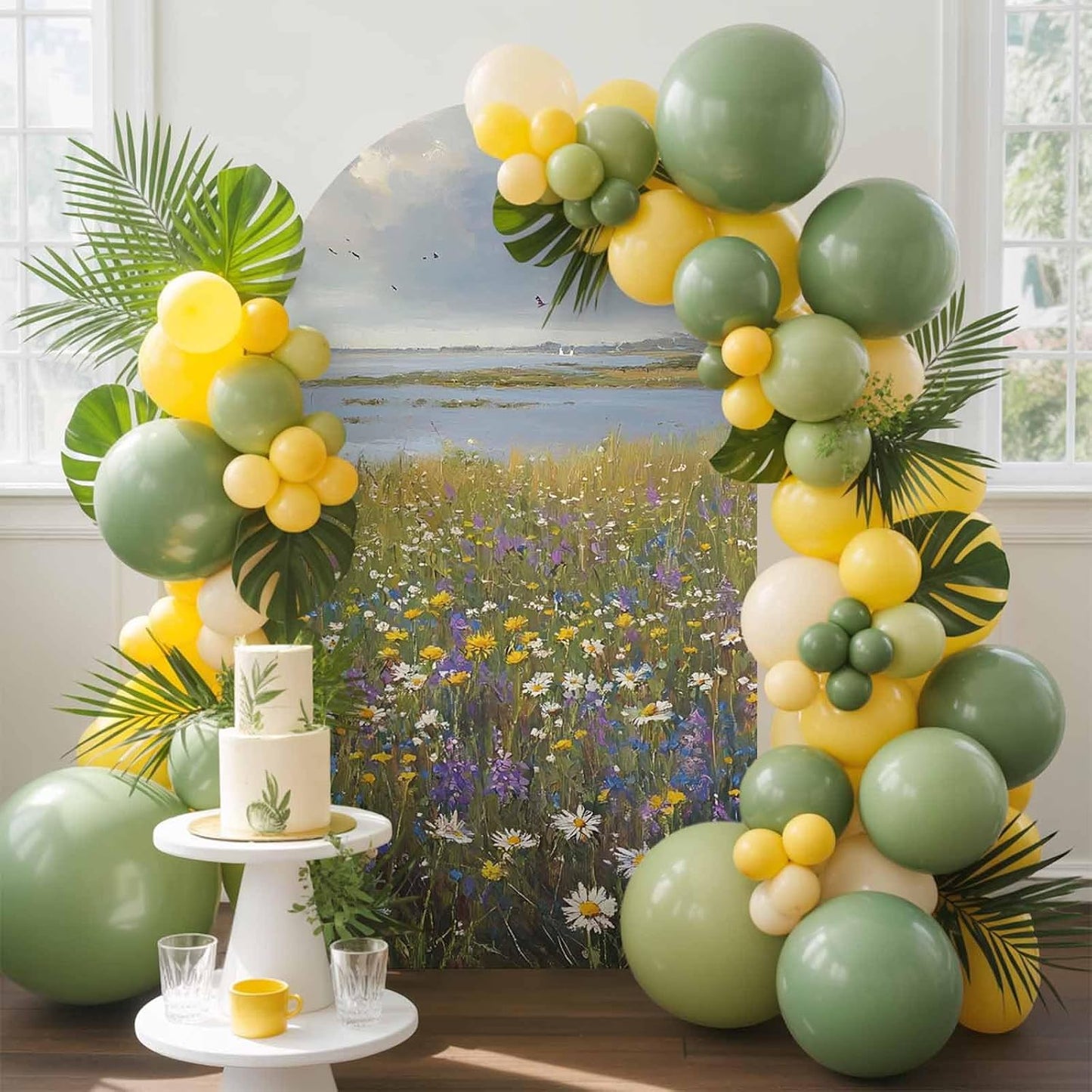 Jnbasdffb 7.2 Spring Floral Wedding Arch Cover,Stretchy Spandex Arch Backdrop Stand Covers FT,Modern Oil Painting