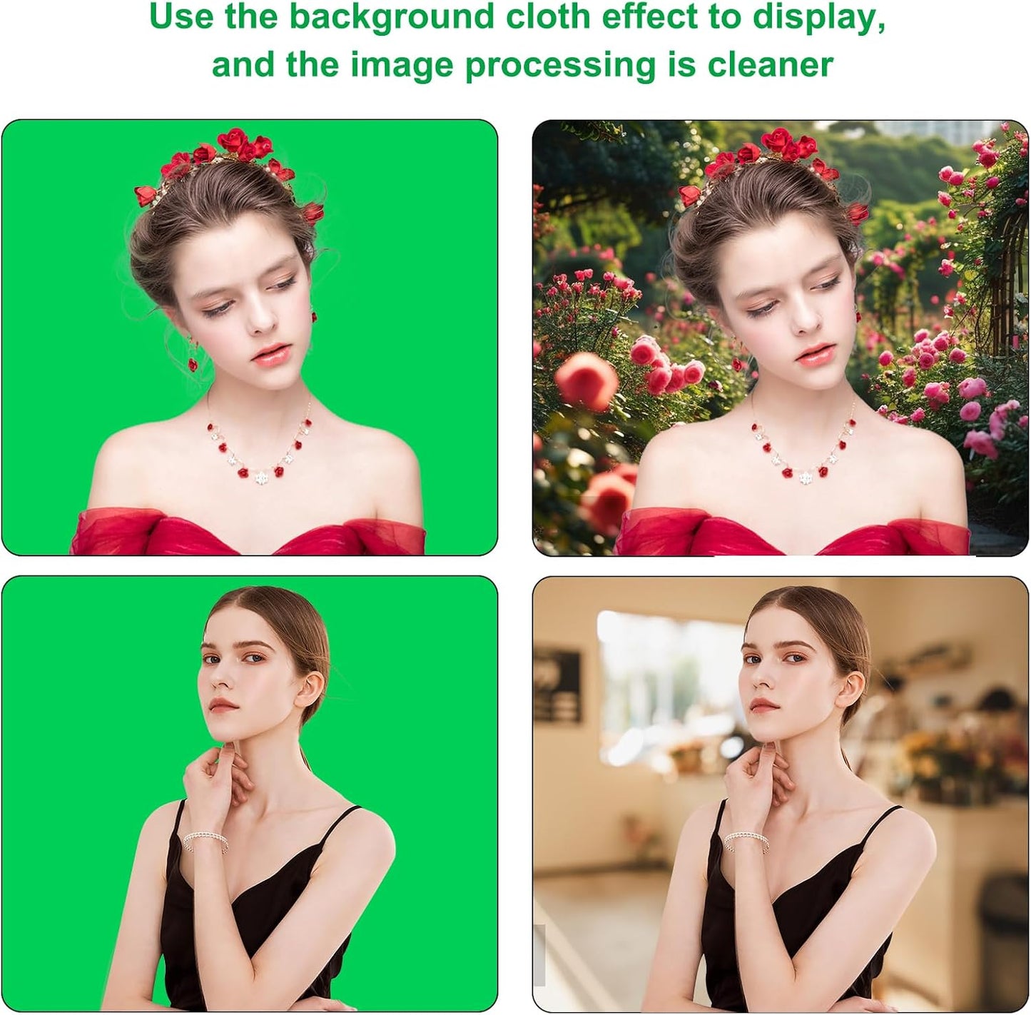 4 9.9 6.6 PULUZ Green Screen Backdrop with Fixing Clip, x Ft Photography Chroma Key Greenscreen Background