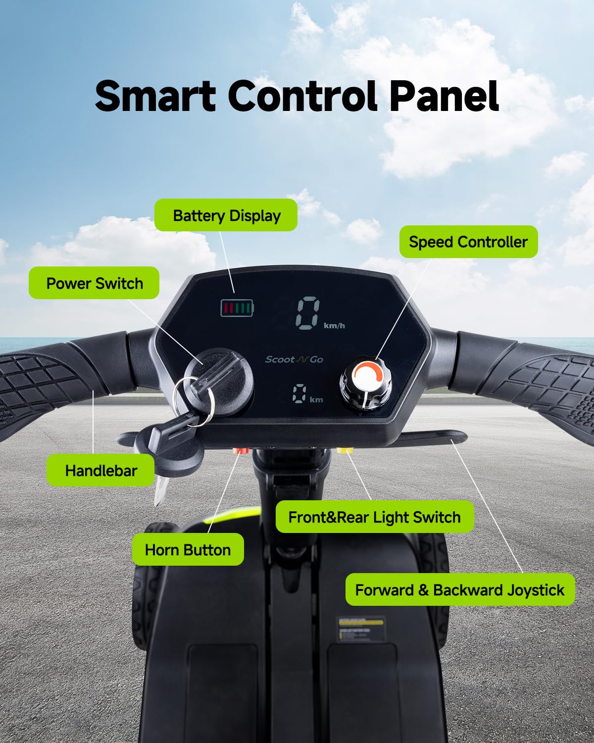 SCOOTNGO Mobility Scooters for Seniors & Adults 4 Wheel Travel Mobility Scooter Airline Approved with Two Batteries, Lightweight, Foldable, No Assembly Needed (Silver Grey, Dual Batteries)