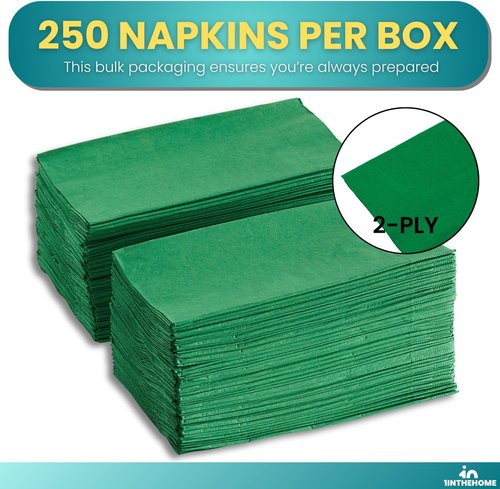 Green Dinner Napkins | Disposable 2-Ply Paper Napkins - 15" x 17", 250 Count Pack