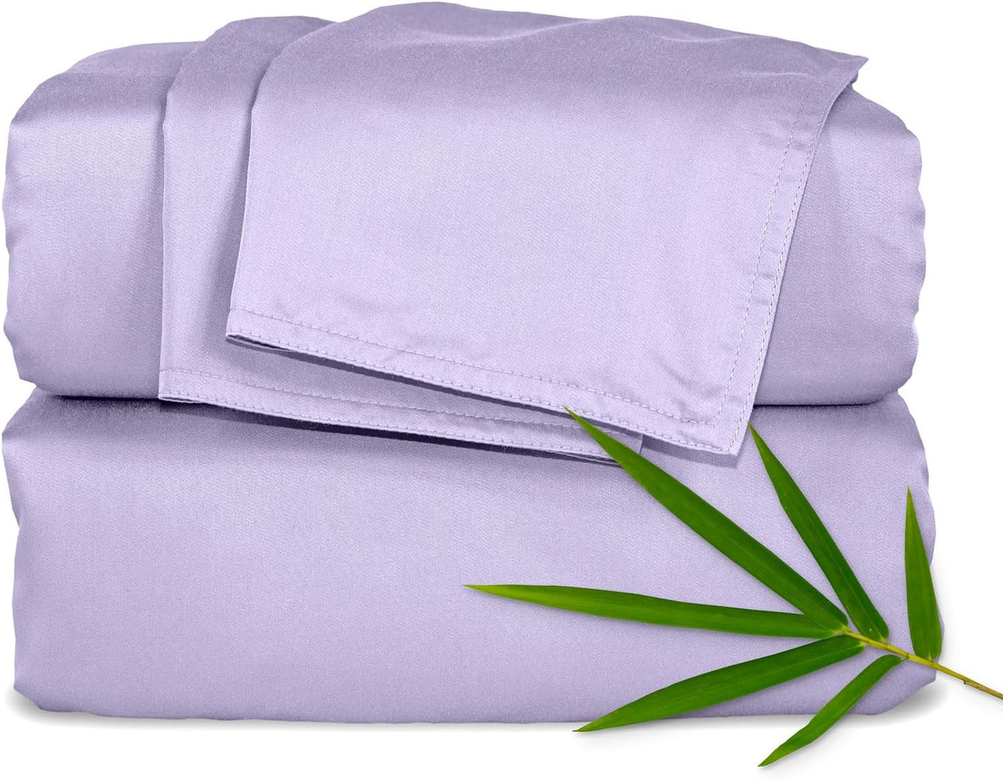 Pure Bamboo Queen Sheets - Luxuriously Soft & Cooling 100% Organic Viscose Bed Sheet Set | Lavender, Double Stitching