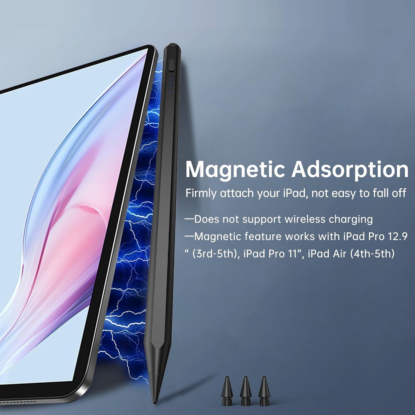 Cordv (2018-2026) 11/10/9/8/7/6th 13"/12.9"/11"/M4, 7/6/5/4/3/M3/M2, 6/5th Stylus Pen for iPad Apple Pencil with Palm
