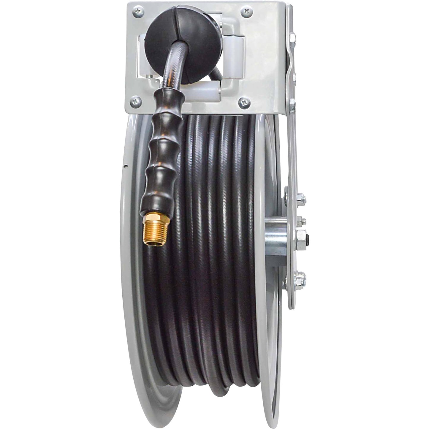 Klutch Auto Rewind Air Hose Reel - with 3/8in. x 50ft. Rubber Hose, 300 PSI