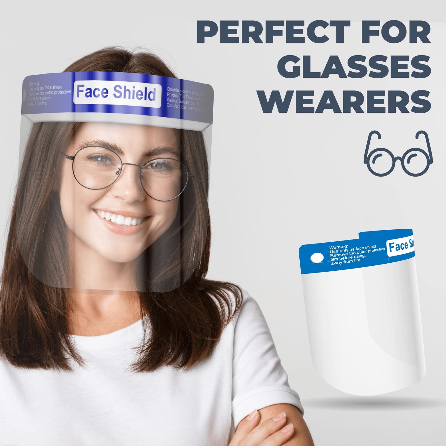 Medical Nation Face Shield | Case of 200 | Clear Plastic Face Shields for Women, Men & Kids, Anti-Fog, Lightweight Reusable Face Shield Mask, Safety Visor Cover with Comfortable Sponge & Elastic Band