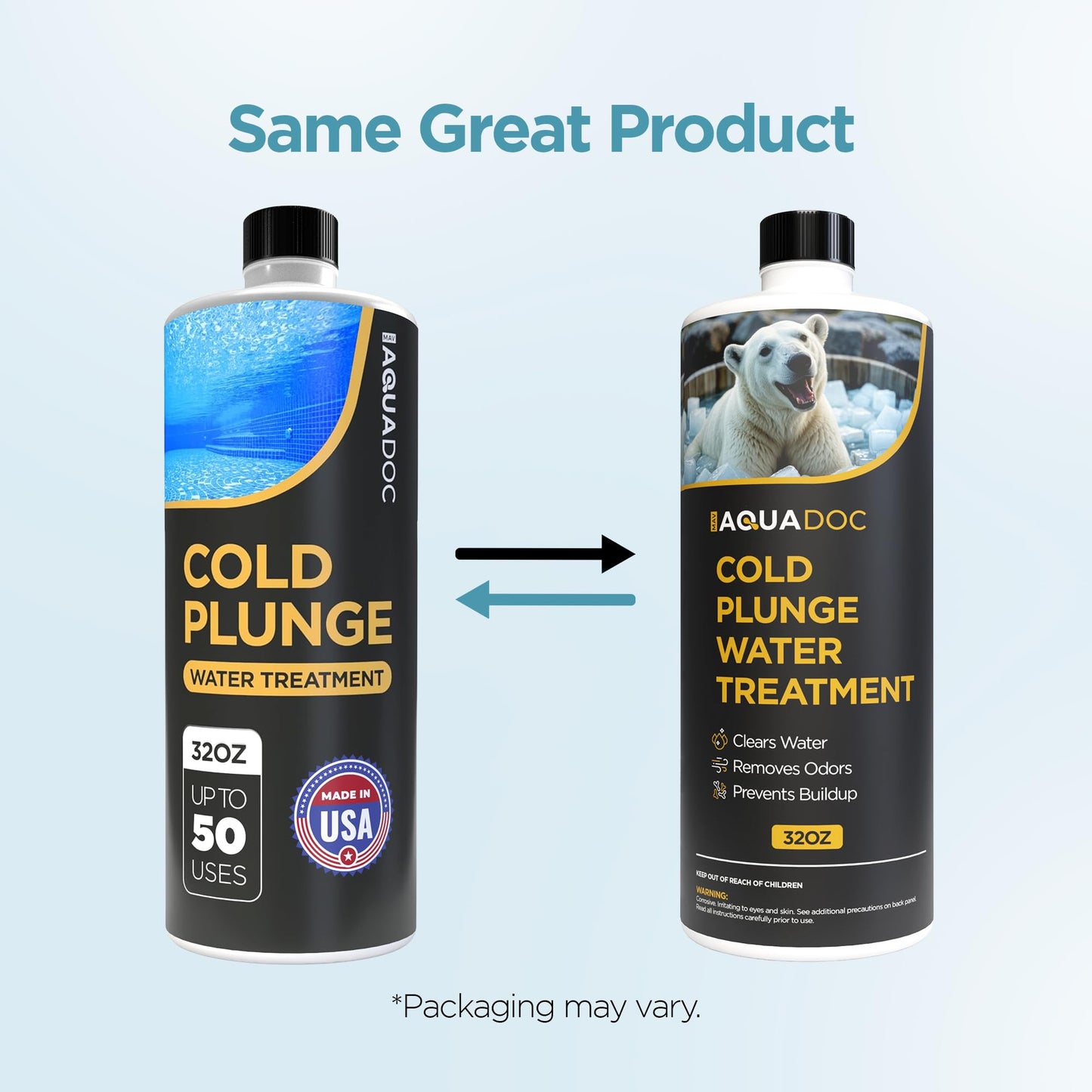 AquaDoc Cold Plunge Water Treatment - 32 oz - Ice Bath Cleaner and Water Stabilizer - Cold Plunge Weekly Treatment for Fresh Water - Made in USA