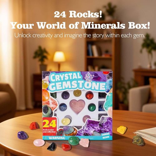Crystal Advent Calendar 2025 by [Brand Name] - 24 Random Gemstones, Minerals & Fossils for Teens