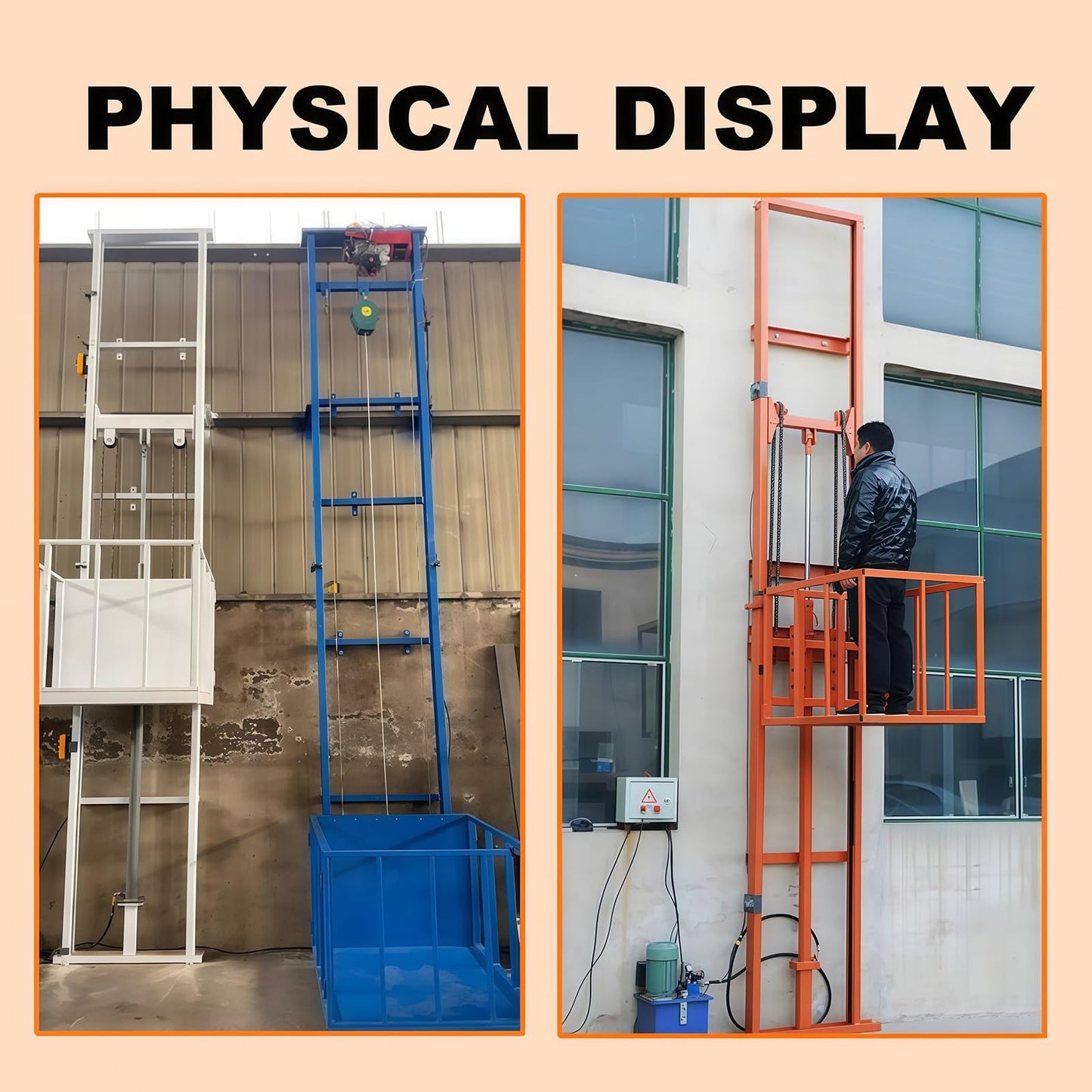 Simple Lift Platform, Hydraulic Home Elevator for Factories, Docks, Basements, Warehouses, Home Use with 1000kg Capacity(9.8FT Lifting Height)