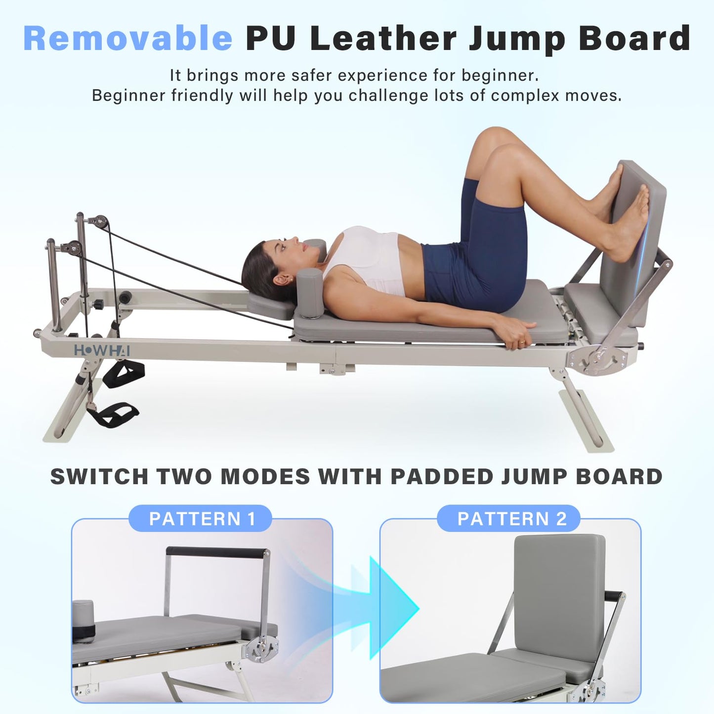 HOWHAI Reformer Pilates Machine, Foldable Pilates Reformer with Jump Board, Pilates Equipment for Home Gym Studio Use with 153 lbs Adjustable Resistance (400lbs Capacity)