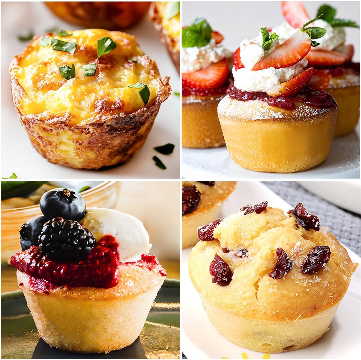 Skiennix Silicone Muffin Pans - Nonstick 12-Cup Molds with Metal Reinforced Frame | 2.8 Inch, BPA Free, Dishwasher Safe