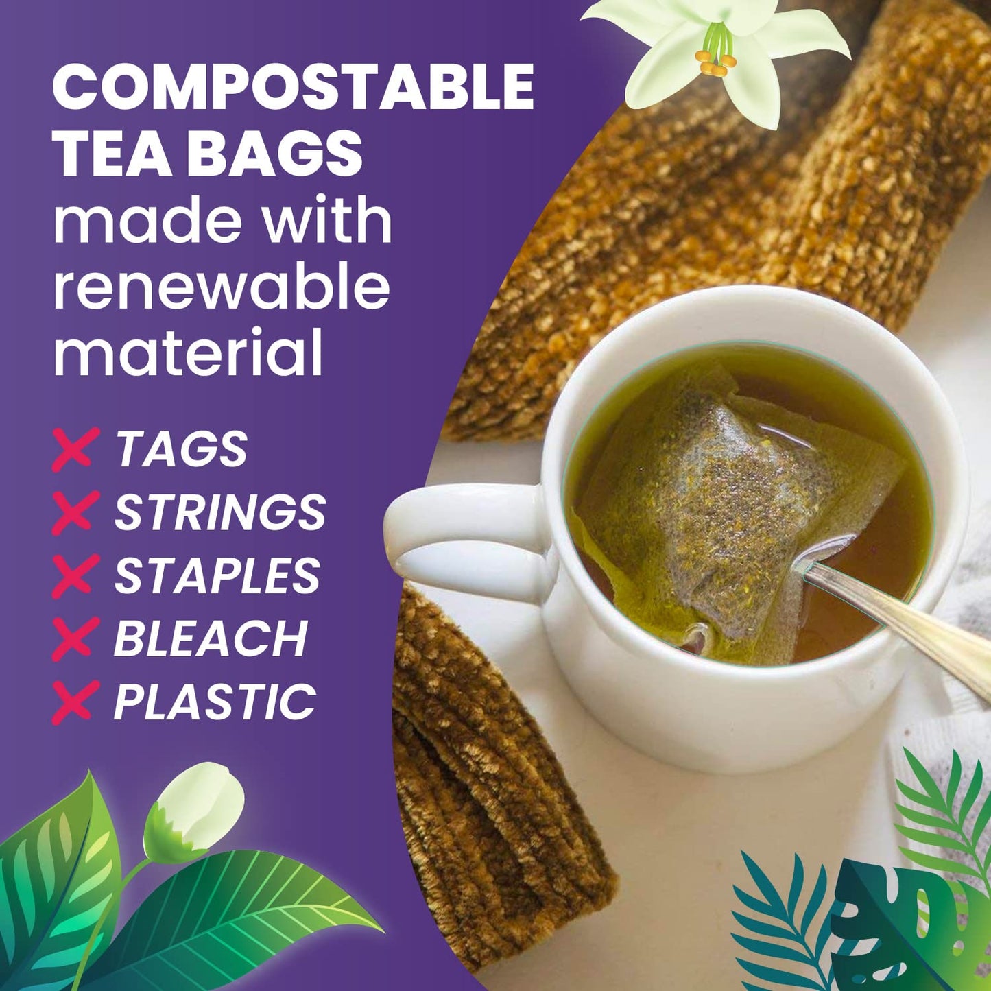 Organic Moringa Herbal Tea — 100 Tea Bags | Eco-Friendly Tea Bags | Non-GMO Caffeine Free Tea With Zero Sugar | Cederberg Tea Company.