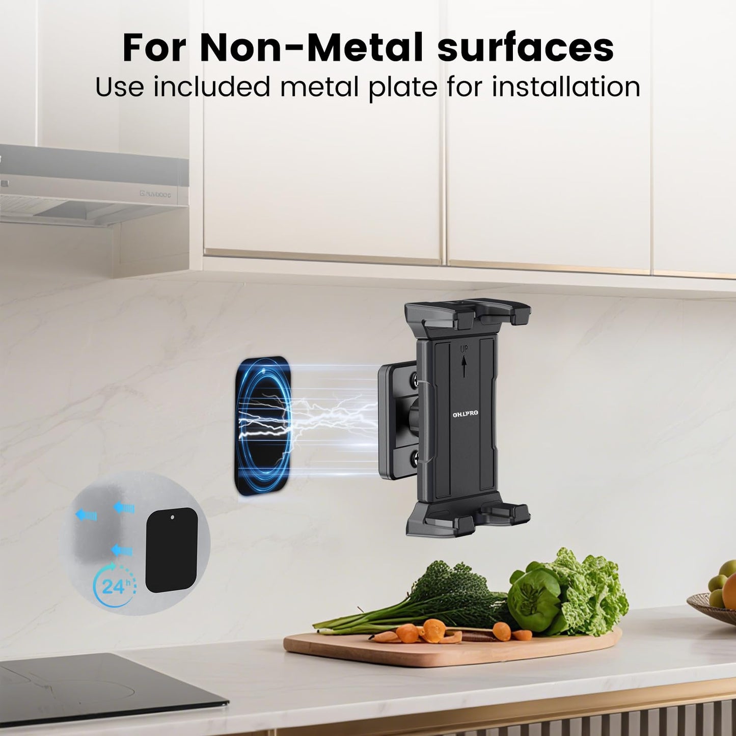 OHLPRO Magnetic Tablet Wall Mount Holder for Metal Surface, Super Power Magnet iPad Wall Holder 360° Rotation fit 5"-13" Phone and Tablet Great for Cabinet/Fridges/Metal Rack/Whiteboard/Gym Equipment