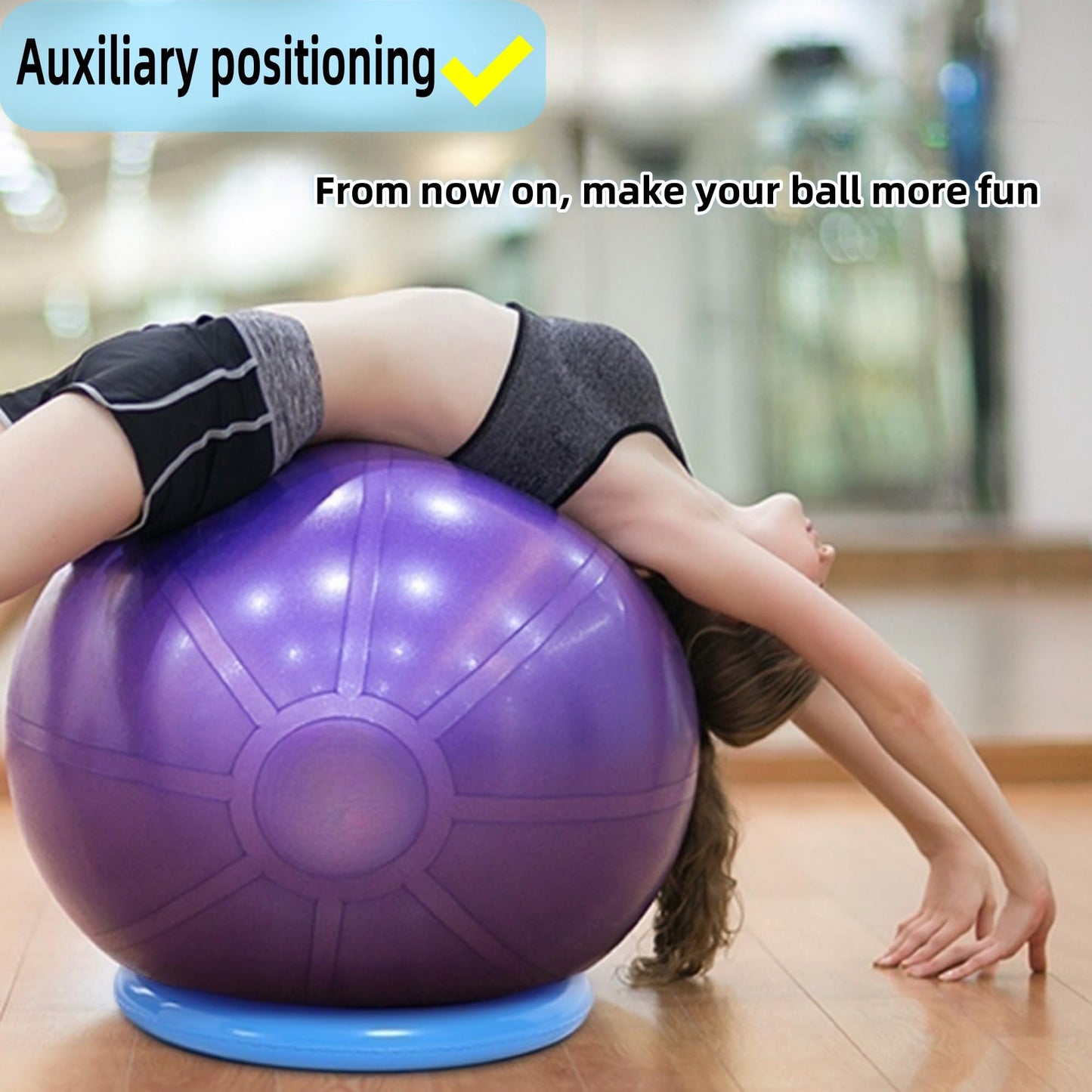 Yoga Ball - Base, Non slip Stability, PVC, Suitable for Home Gyms, Offices, Improving Back Pain, Providing Balance, (Yellow, 1PCS, One Size)
