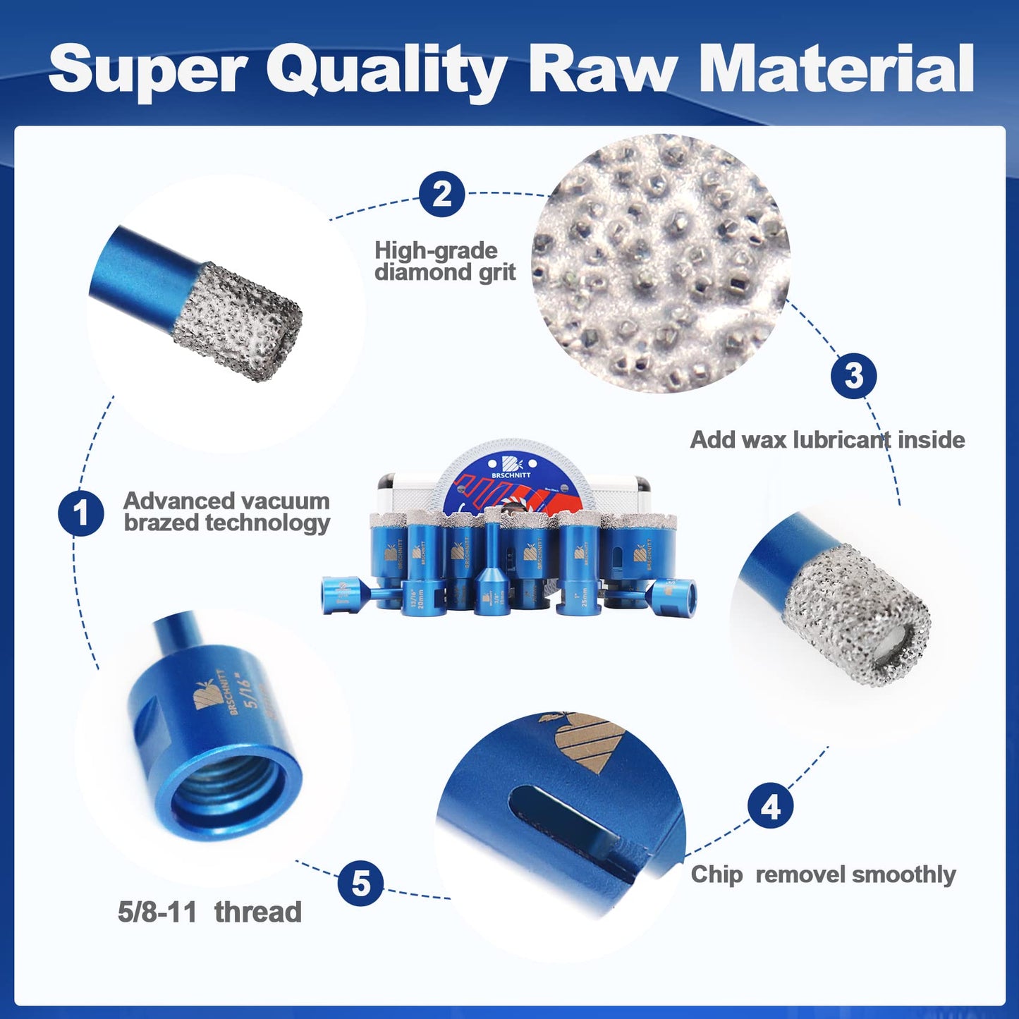 115mm Diamond Core Drill Bit for Porcelain Tile Ceramic Marble Granite Diamond Core Drill Bit Set - for Porcelain Tile Ceramic Marble Granite