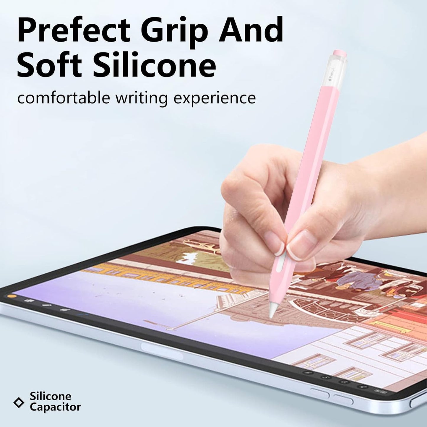 JOOSKO 2nd 5 Classic Silicone Pencil Case Compatible with Apple Pencil Generation Case Cover Sleeve,[with Cloth Fiber