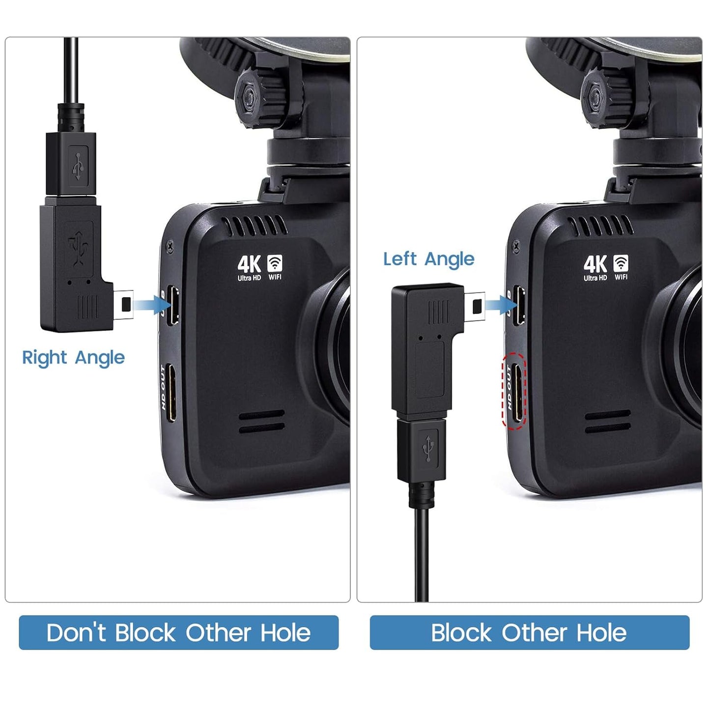 R2-4K, 11.5 V1 Dash Cam Power Cord Mini USB for Rove ft Cable for Rexing Camera, with USB C Adapter