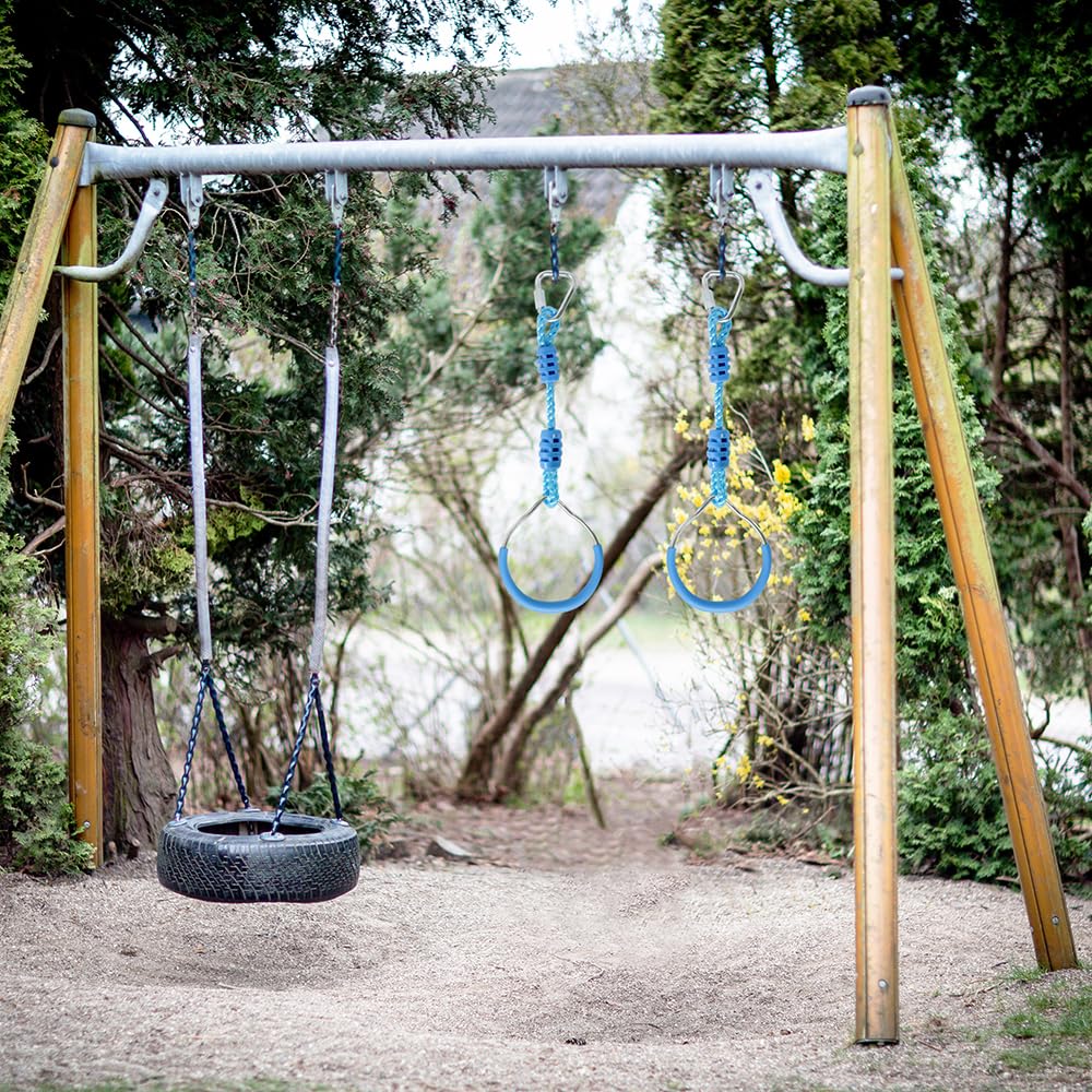 7 Colorful Ninja Ring Fitness Gymnastic Ring Outdoor Backyard Playground Training Equipment Play Set, Funny Jungle Gym Fist Hanging Swing Monkey Bars Ninja Warrior Obstacle Course Trapeze Accessories