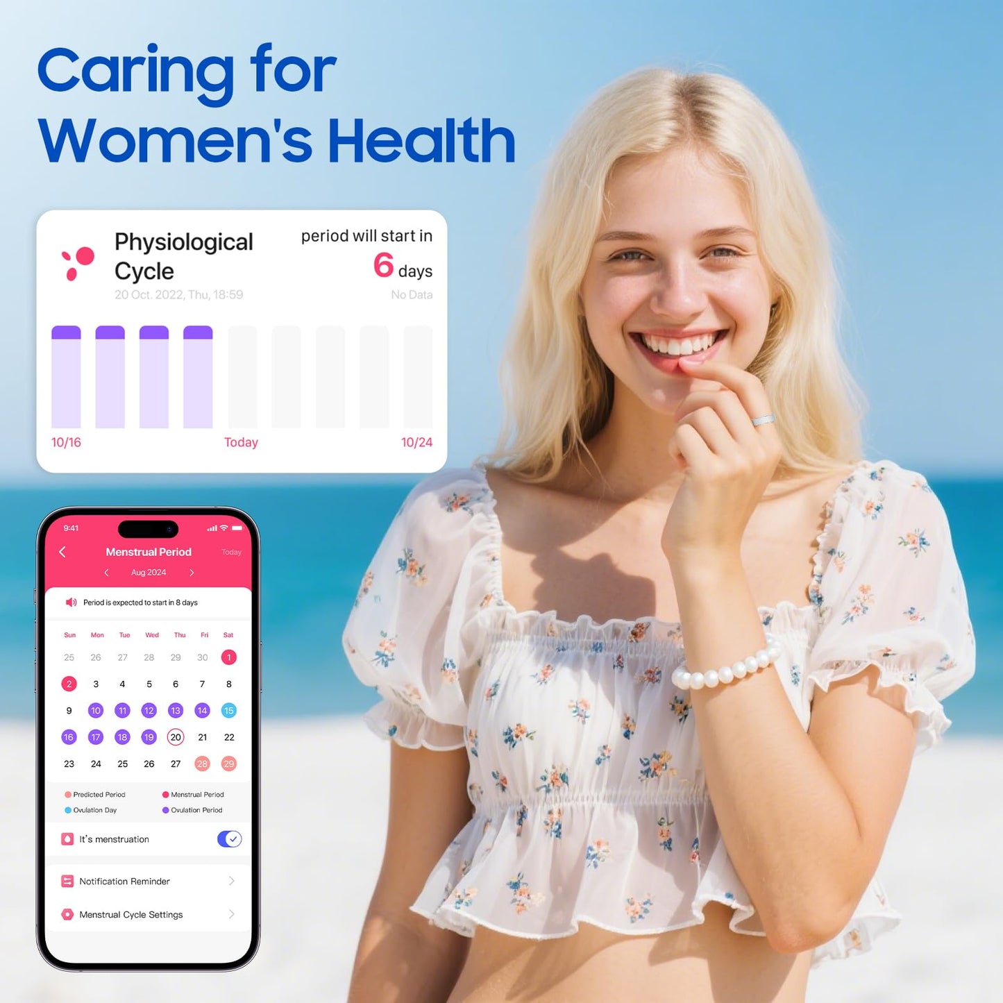 prxxhri Smart Health Ring, Featuring Stress and Sleep Monitoring Functions, Compatible with iOS and Android,Waterproof Fitness Tracker for Women & Men, No Subscription Fee. (Silver, 11)