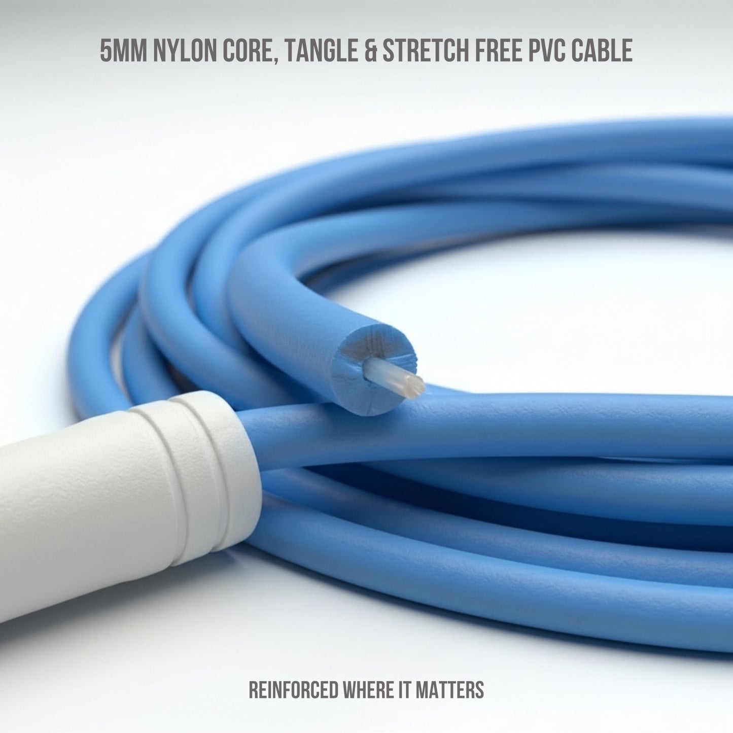 Elevate Rope Professional Speed Rope - 3m Adjustable Skipping rope, 5mm PVC with Nylon Core for Cardio, Double Unders & Crossfit - Durable Jump Rope Used for Indoor/Outdoor Training. (Blue)