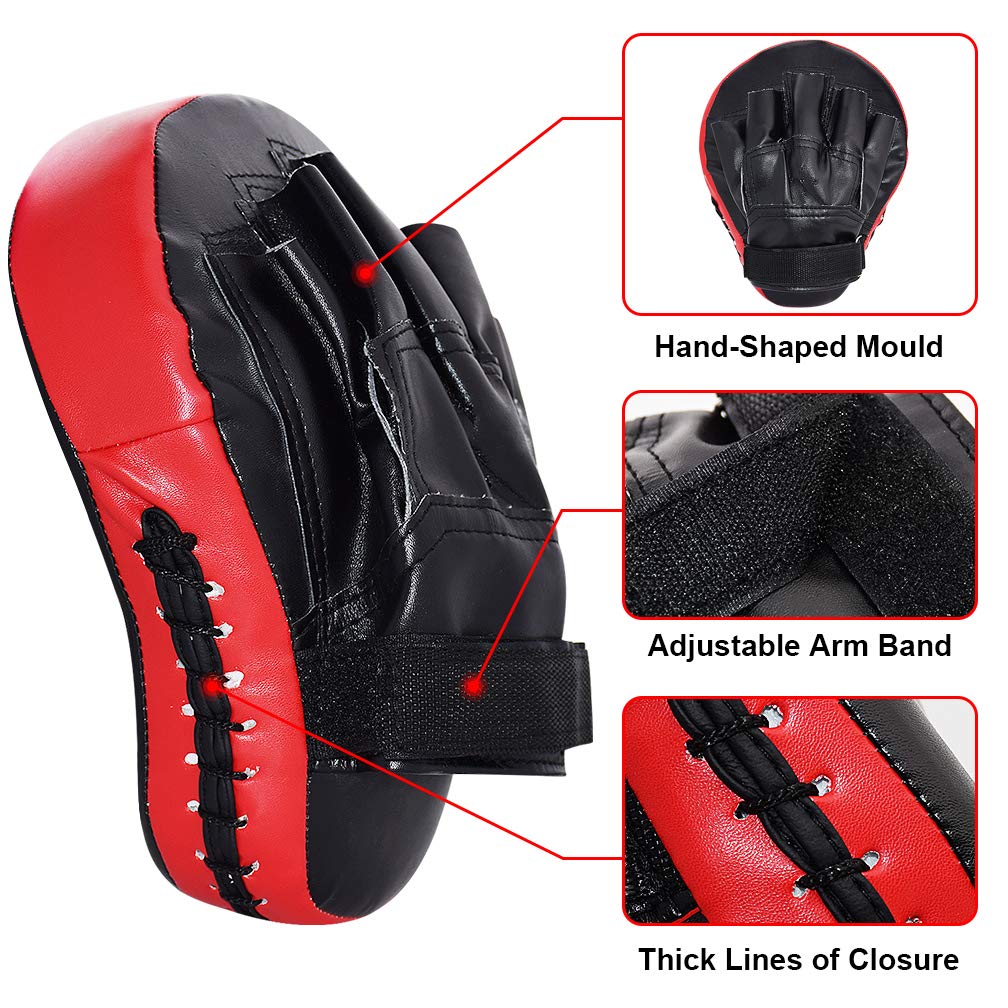 TLBTEK 2PCS Curved Punching Mitts Boxing Pads Hand Target Boxing Pads Gloves Training Focus Pads Kickboxing Muay Thai MMA Martial Art UFC Punch Mitts for Kids,Men & Women