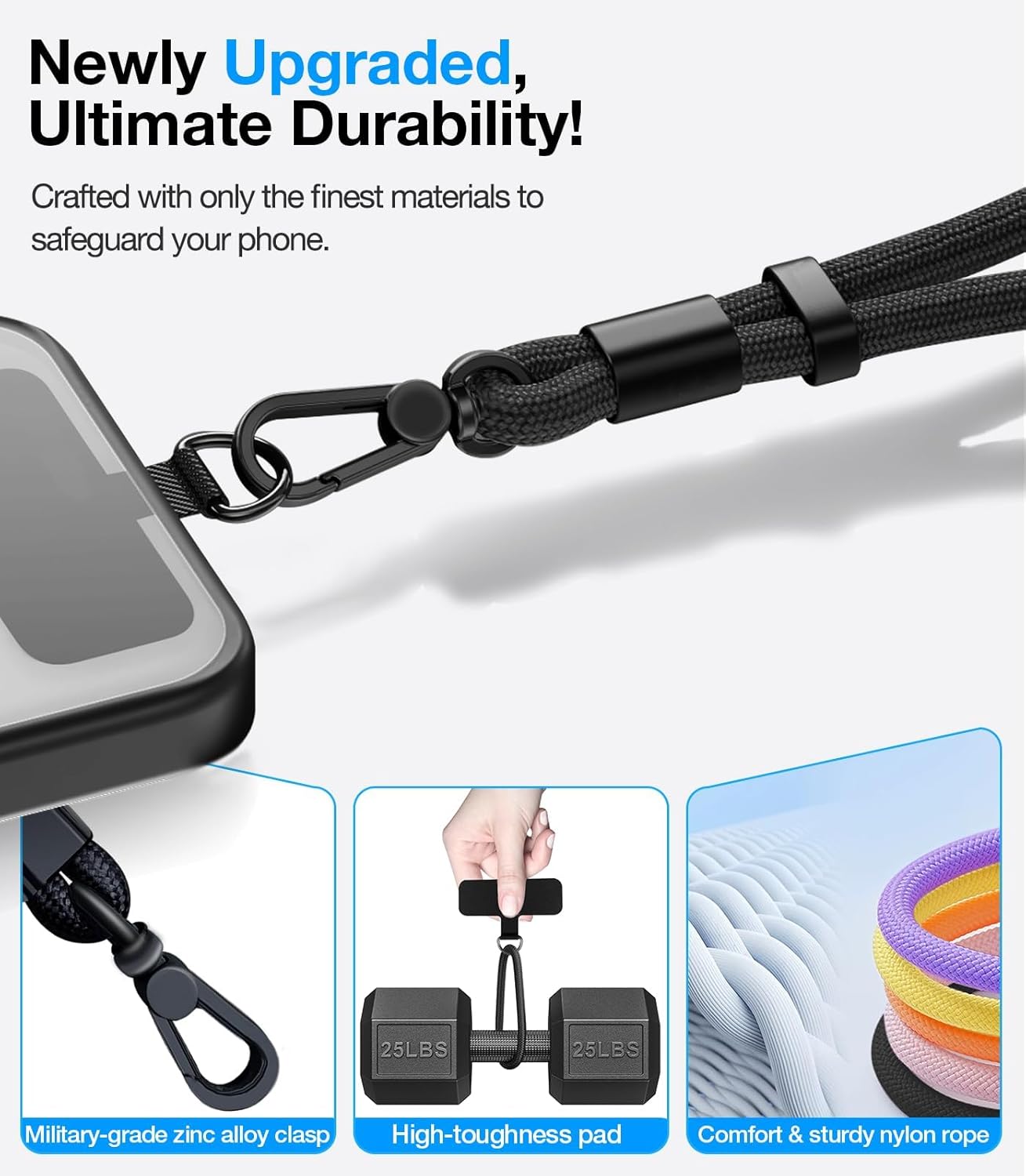 2 Phone Lanyard, Phone Wrist Strap for Cellphone Case, Adjustable Anti Theft Cell Phone Strap with Tether Tabs for All