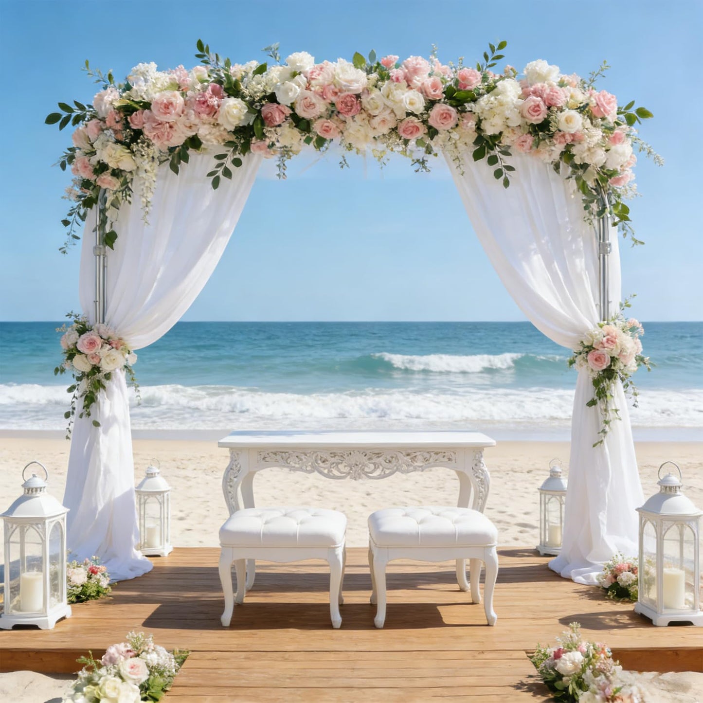 Hecis 10x10ft Heavy Duty Pipe and Drape Stand，Aluminum Backdrop Stand Kit with Adjustable Height，Portable Photography Studio Frame for Events, Wedding, Party Decorations