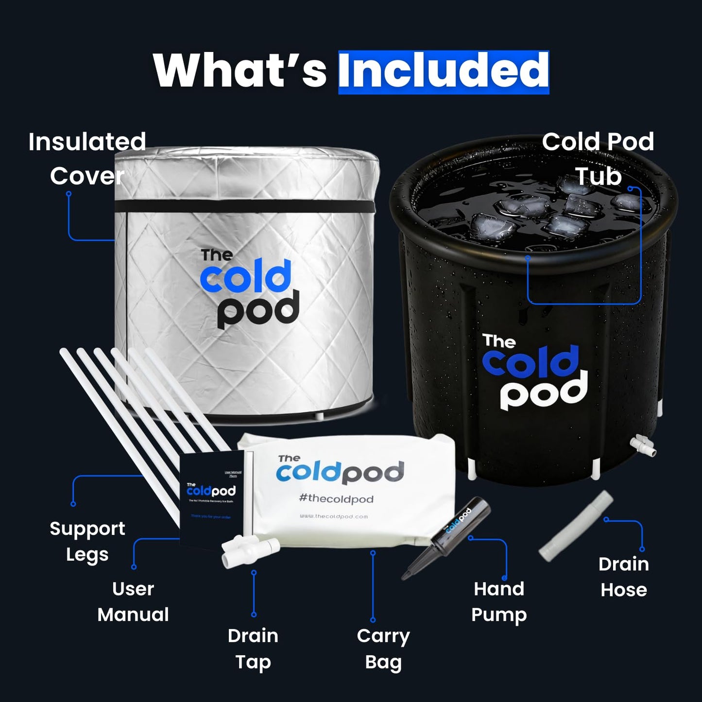 The Cold Pod Cold Plunge Tub: 85 Gal Round Tub with Full-Wrap UV-Reflective Insulation Cover Bundle for Indoor & Outdoors Use - Portable Ice Bath Tub for Athletes&Crossfitters &Wim Hof Enthusiasts