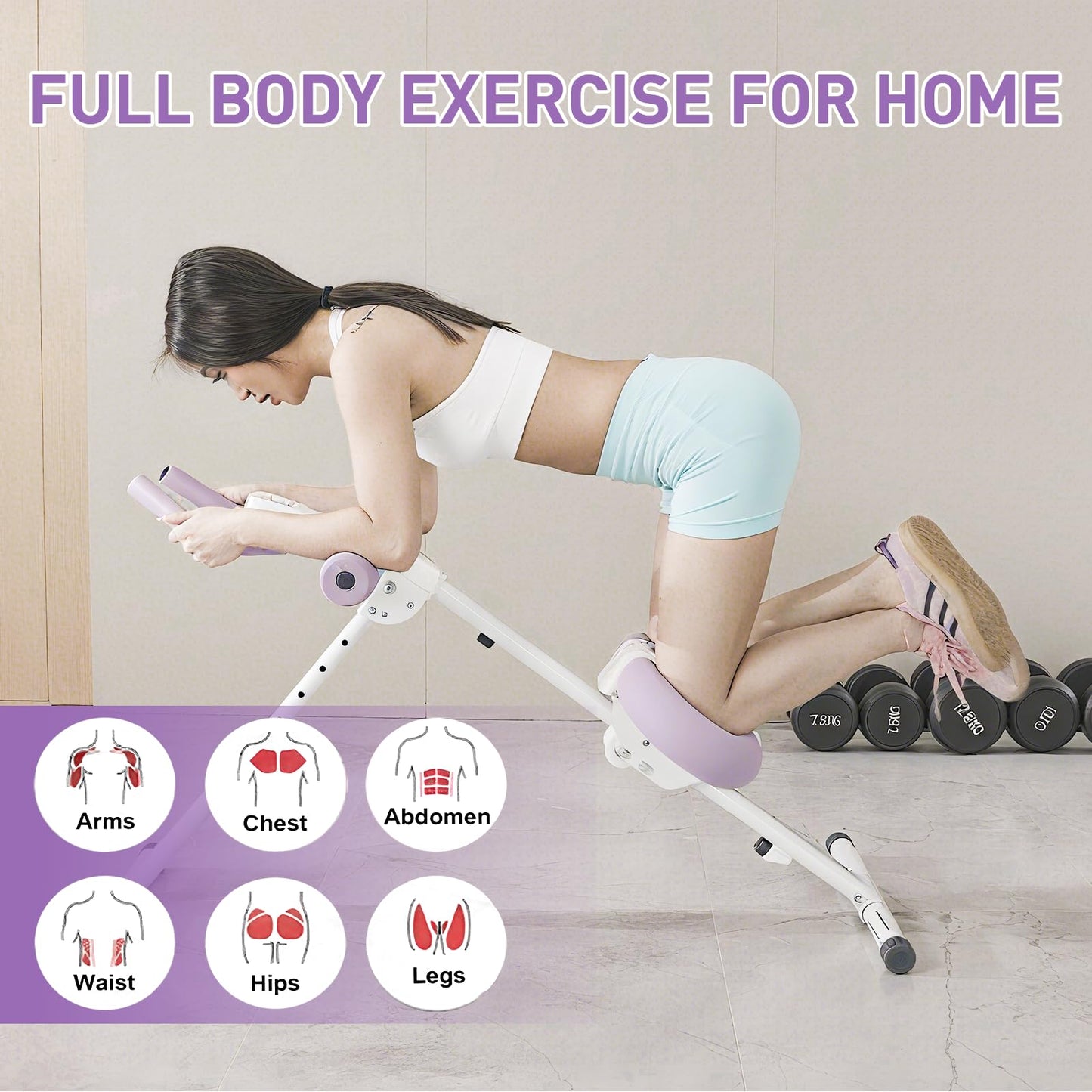 CRYSTAL Ab Machine, Adjustable Ab Machine,Ab Trainer Machine,Ab Dominal Exercise Machine at Home Gym for Stomach Workout with LCD Monitor,Ab Workout Equipment