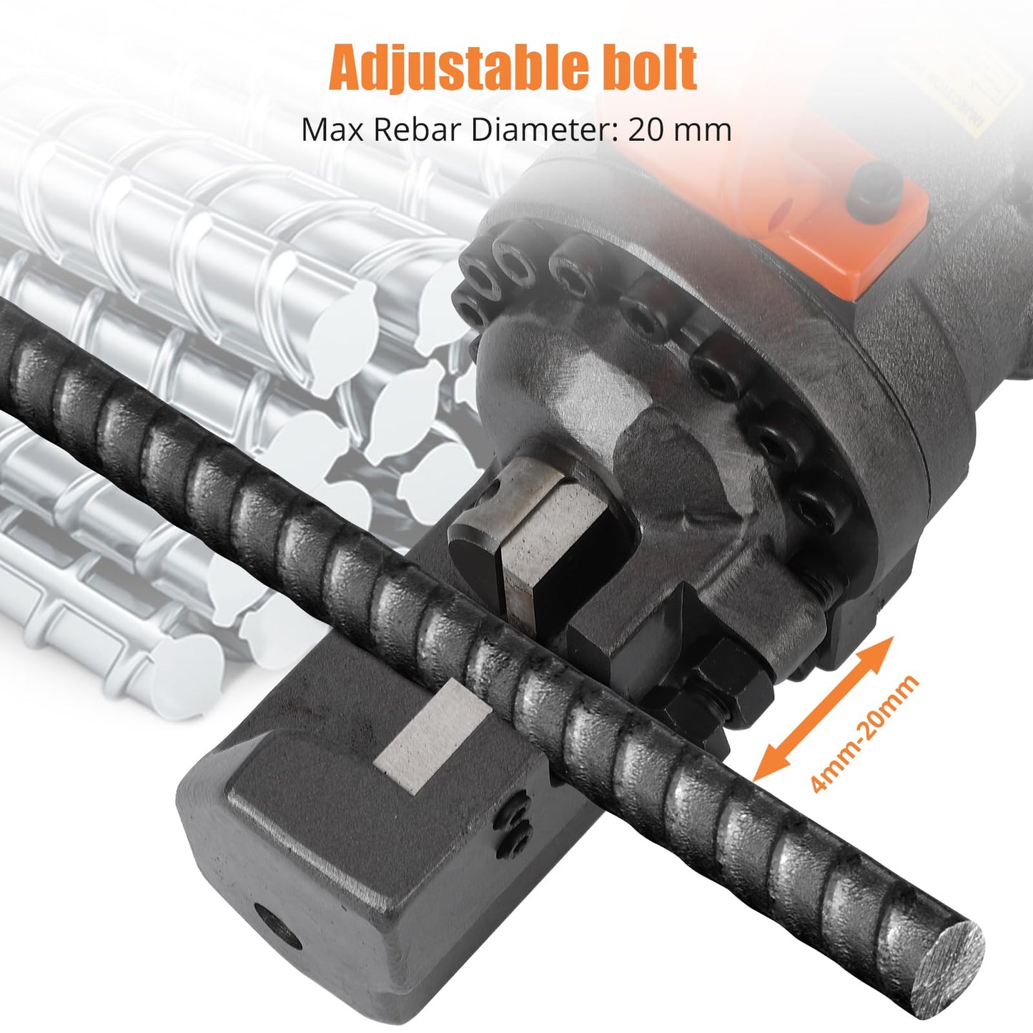 Electric Hydraulic Rebar Cutter, 1250W 110V, Cutting up to 3/4 in #6 4-20 mm Rebar, Steel, with Blades, Cutting Speed 3-3.5S, Concrete Construction Tools Heavy Duty (1250W RC-20)
