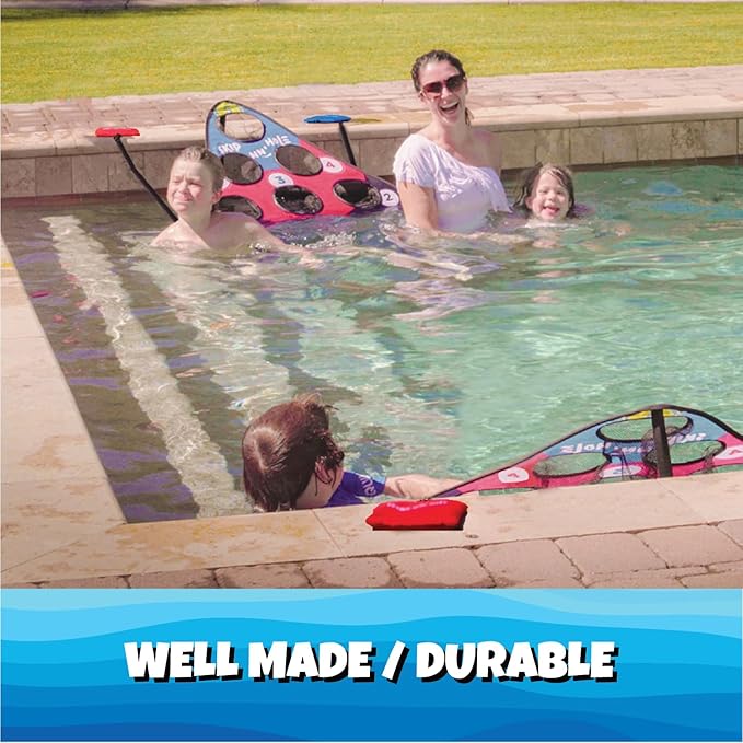SKIP NN' HOLE Original Fun Stonne Skipping Meets Pool Cornhole Game Floating | for All Ages | Fun Swimming Pool Game for Adults and Family | Easy Setup, Durable, Portable Water and Lake Toy |