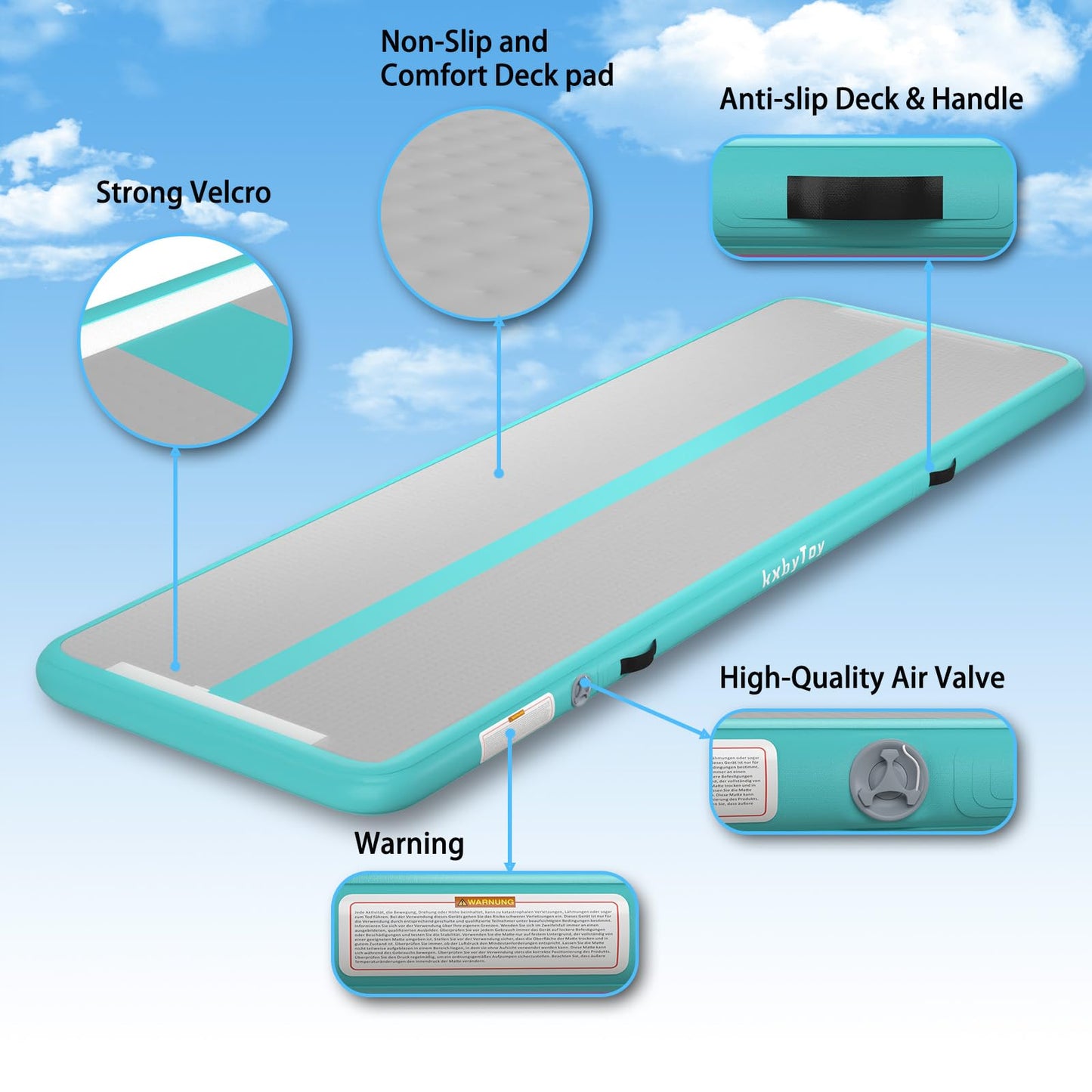 Air Mat Tumble Track 4 inches Thickness Inflatable Gymnastics Mat for Home Use/Training/Cheerleading/Yoga 10/13/16/20ft With Electric Air Pump